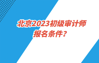 北京2023初級審計師報名條件？