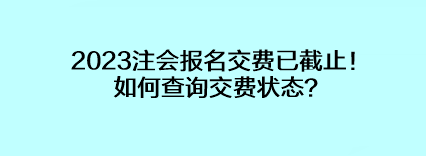 2023注會(huì)報(bào)名交費(fèi)已截止！如何查詢交費(fèi)狀態(tài)？