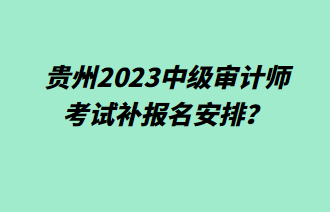 貴州2023中級審計師考試補報名安排？