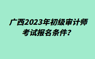 廣西2023年初級審計師考試報名條件？