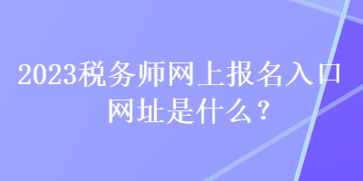 2023稅務(wù)師網(wǎng)上報(bào)名入口網(wǎng)址是什么？