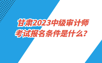 甘肅2023中級(jí)審計(jì)師考試報(bào)名條件是什么？