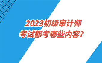 2023初級審計師考試都考哪些內容？