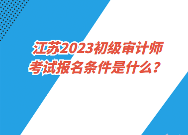 江蘇2023初級(jí)審計(jì)師考試報(bào)名條件是什么？