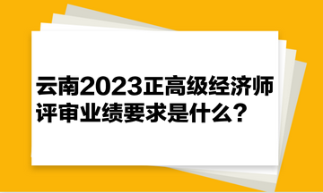 云南2023正高級(jí)經(jīng)濟(jì)師評審業(yè)績要求是什么？