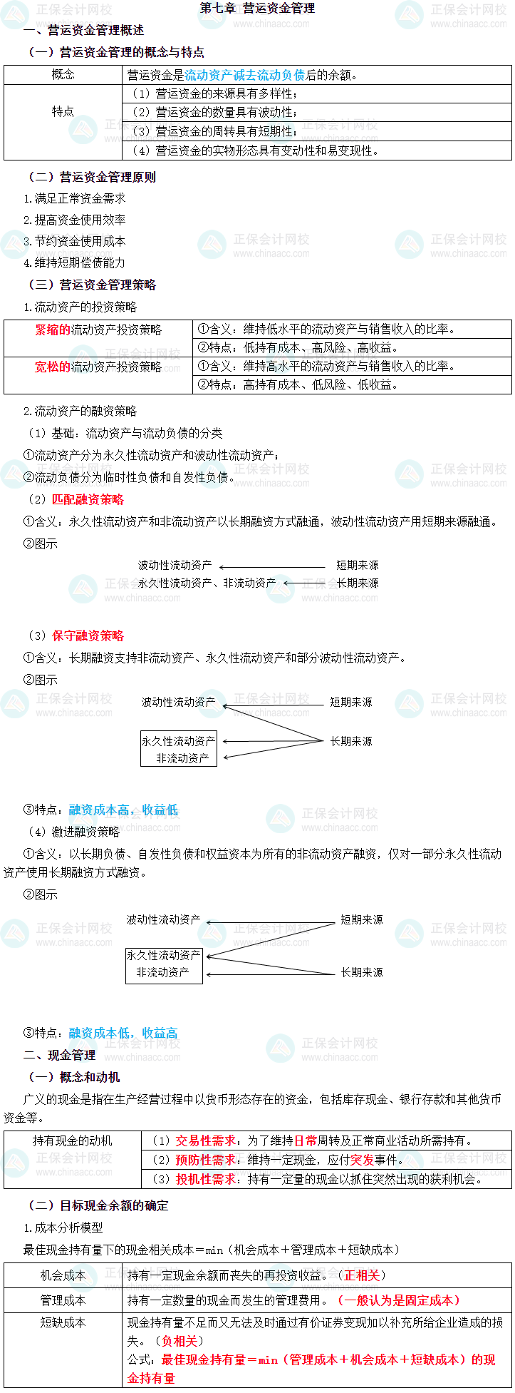 2023年中級(jí)會(huì)計(jì)職稱《財(cái)務(wù)管理》三色筆記第七章：營(yíng)運(yùn)資金管理