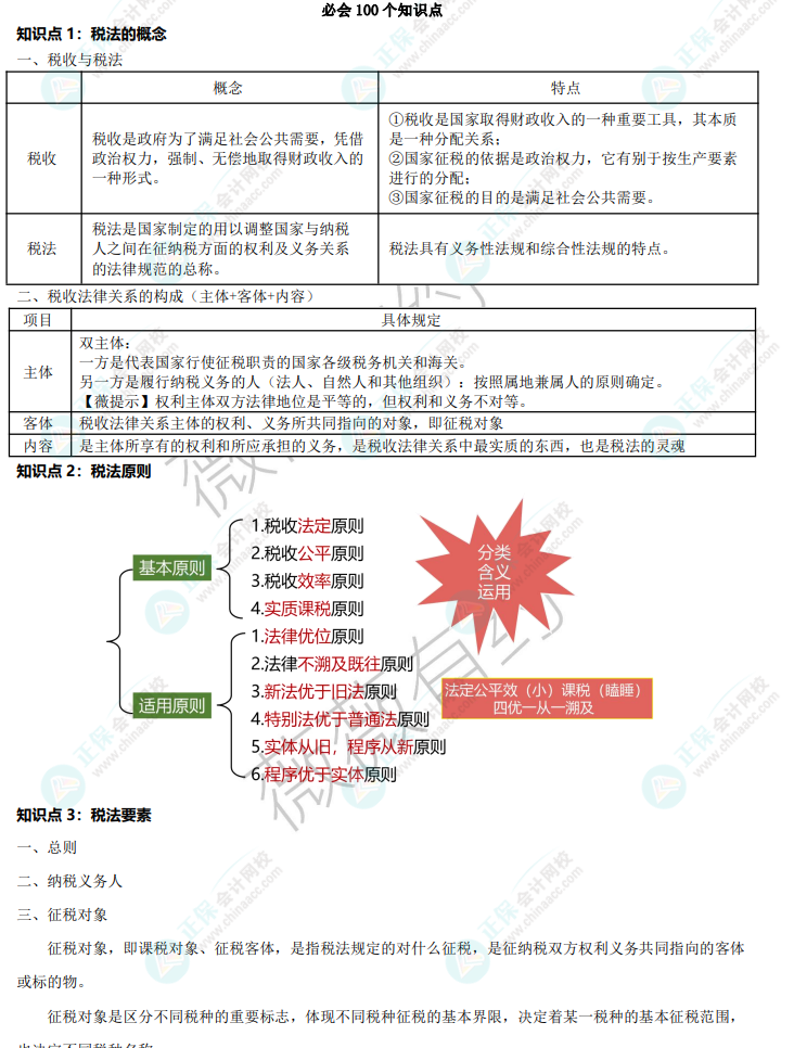 李小薇老師：注會《稅法》考前必會100個知識點來啦！