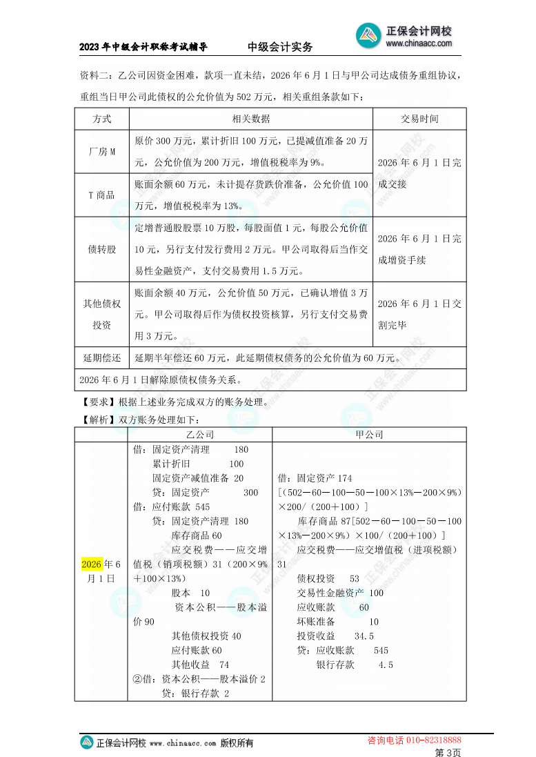 【答案下載】2023高志謙中級會計實務(wù)母儀天下第一季——非現(xiàn)金資產(chǎn)專題