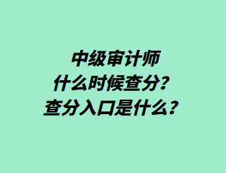 中級審計師什么時候查分？查分入口是什么？