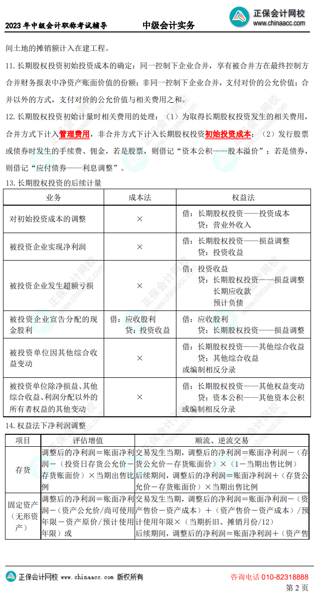 中級(jí)會(huì)計(jì)考前10頁紙2