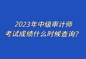 2023年中級(jí)審計(jì)師考試成績(jī)什么時(shí)候查詢？