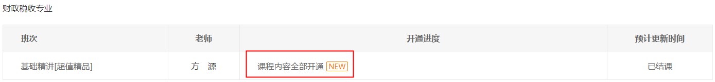 財(cái)政稅收基礎(chǔ)精講課程已全部開通