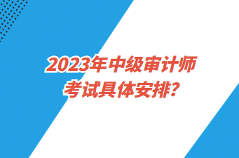 2023年中級審計師考試具體安排？