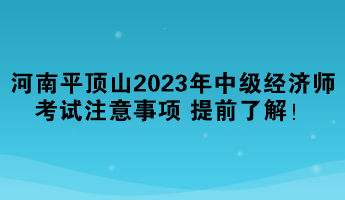 河南平頂山2023年中級經(jīng)濟(jì)師考試注意事項(xiàng) 提前了解！