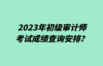 2023年初級(jí)審計(jì)師考試成績(jī)查詢安排