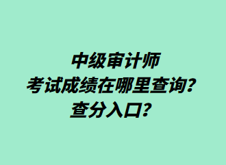 中級審計(jì)師考試成績在哪里查詢？查分入口？