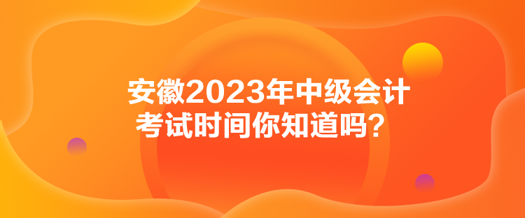 安徽2023年中級(jí)會(huì)計(jì)考試時(shí)間你知道嗎？