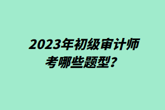 2023年初級審計師考哪些題型？