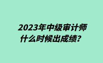 2023年中級審計(jì)師什么時(shí)候出成績？