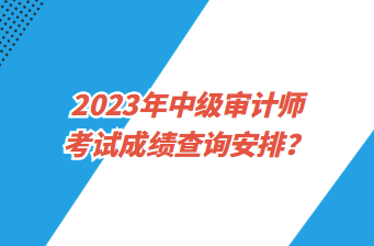 2023年中級審計師考試成績查詢安排？