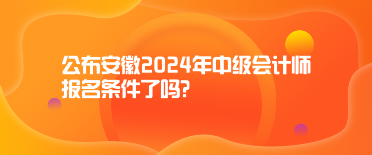 公布安徽2024年中級(jí)會(huì)計(jì)師報(bào)名條件了嗎？