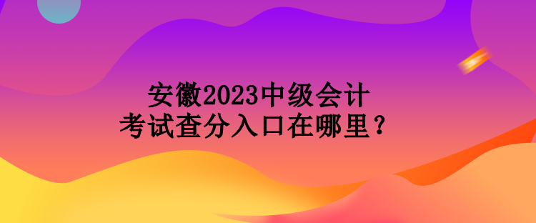 安徽2023中級會計考試查分入口在哪里？