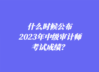 什么時候公布2023年中級審計師考試成績？