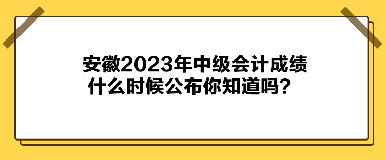 安徽2023年中級會計成績什么時候公布你知道嗎？