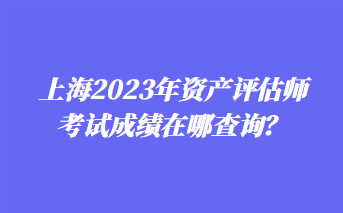 上海2023年資產(chǎn)評估師考試成績在哪查詢？