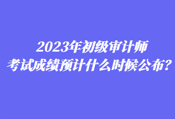 2023年初級審計師考試成績預(yù)計什么時候公布？