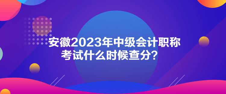 安徽2023年中級會計(jì)職稱考試什么時候查分？