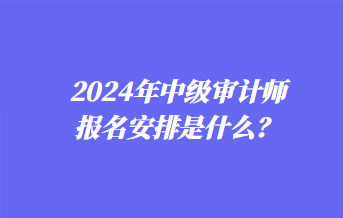 2024年中級審計(jì)師報(bào)名安排是什么？