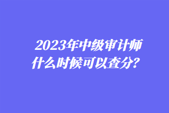 2023年中級(jí)審計(jì)師什么時(shí)候可以查分？