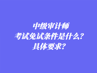 中級審計師考試免試條件是什么？具體要求？