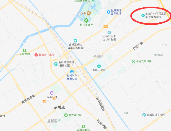 前往江蘇省鹽城技師學院（海洋路校區(qū)）線路圖