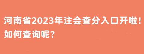 河南省2023年注會查分入口開啦！如何查詢呢？