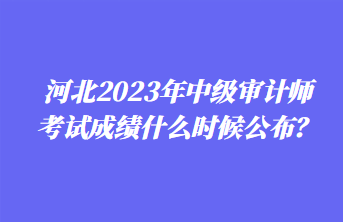 河北2023年中級(jí)審計(jì)師考試成績什么時(shí)候公布？