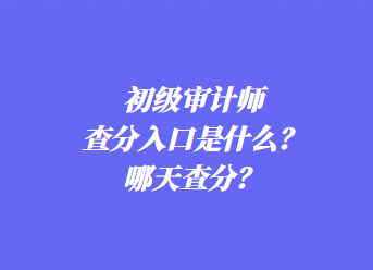 初級審計師查分入口是什么？哪天查分？