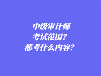 中級審計(jì)師考試范圍？都考什么內(nèi)容？