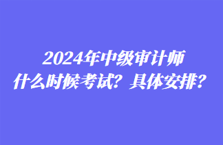 2024年中級審計師什么時候考試？具體安排？