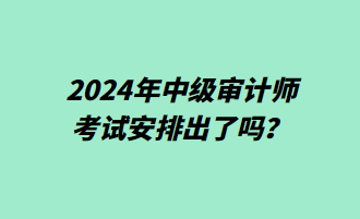 2024年中級審計師考試安排出了嗎？