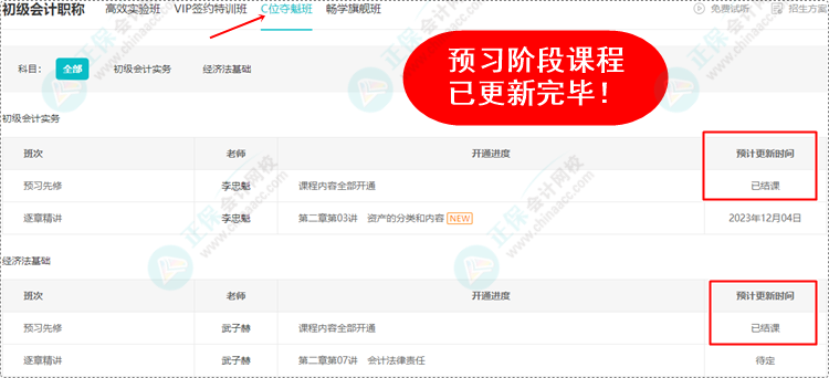 2024初級(jí)會(huì)計(jì)預(yù)習(xí)階段課程均已更新完畢 各位考生跟上進(jìn)度了嗎？