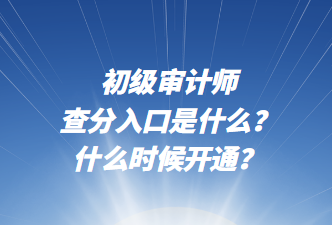 初級審計師查分入口是什么？什么時候開通？