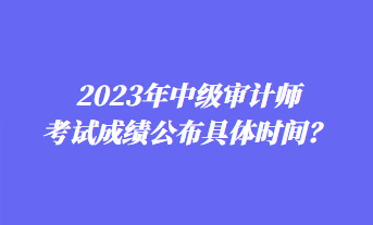 2023年中級審計(jì)師考試成績公布具體時(shí)間？