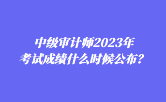 中級審計師2023年考試成績什么時候公布？