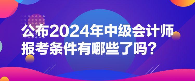 公布2024年中級會計師報考條件有哪些了嗎？