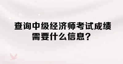 查詢中級經(jīng)濟師考試成績需要什么信息？