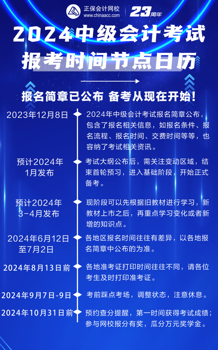 備考2024年中級會計考試 這些時間節(jié)點別錯過！