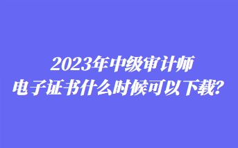 2023年中級審計(jì)師電子證書什么時(shí)候可以下載？