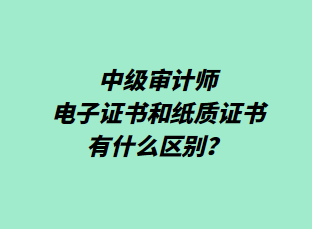 中級審計(jì)師電子證書和紙質(zhì)證書有什么區(qū)別？